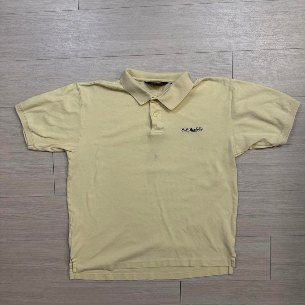 Vintage Eddie Bauer Cal Berkeley Yellow Short Sleeve Polo Shirt Mens Size Large